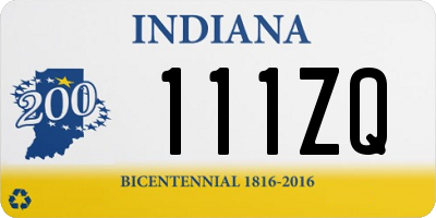 IN license plate 111ZQ