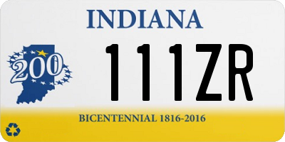 IN license plate 111ZR