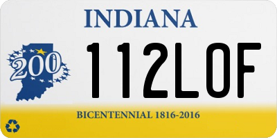 IN license plate 112LOF
