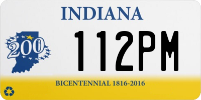 IN license plate 112PM