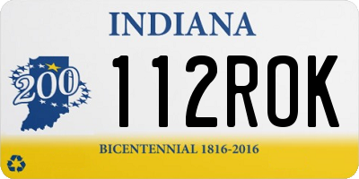 IN license plate 112ROK