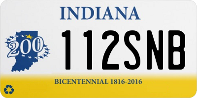 IN license plate 112SNB