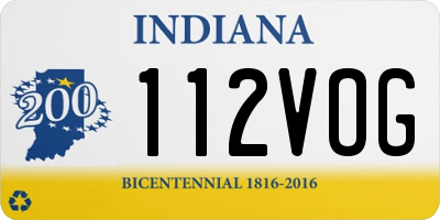 IN license plate 112VOG