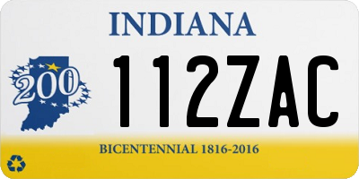 IN license plate 112ZAC