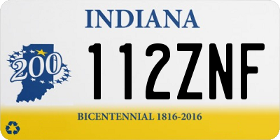 IN license plate 112ZNF
