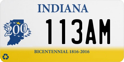 IN license plate 113AM