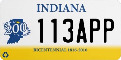 IN license plate 113APP
