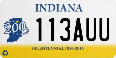 IN license plate 113AUU