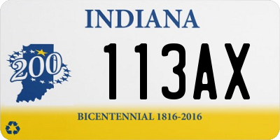 IN license plate 113AX