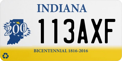IN license plate 113AXF