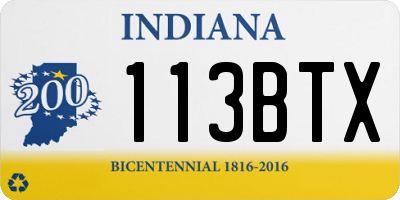 IN license plate 113BTX