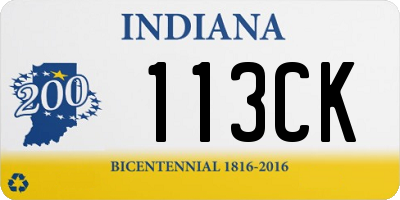 IN license plate 113CK