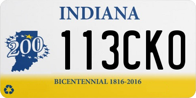 IN license plate 113CKO