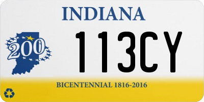 IN license plate 113CY