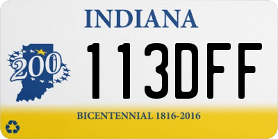 IN license plate 113DFF