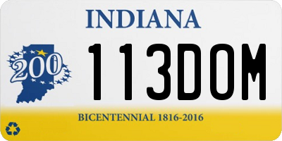 IN license plate 113DOM