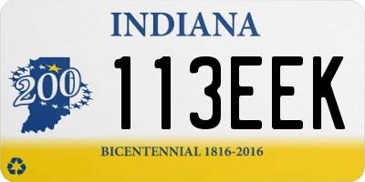 IN license plate 113EEK