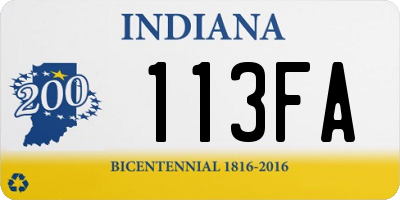 IN license plate 113FA