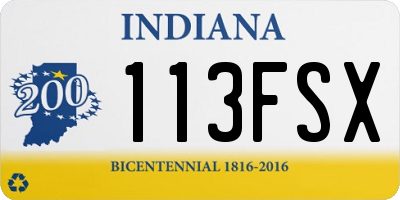 IN license plate 113FSX