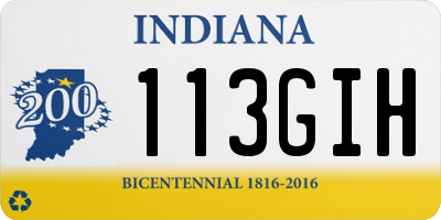 IN license plate 113GIH