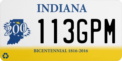 IN license plate 113GPM