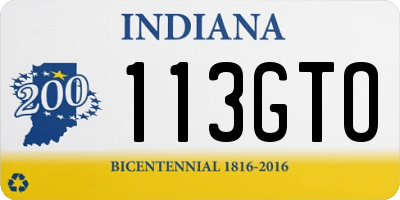 IN license plate 113GTO