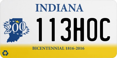 IN license plate 113HOC