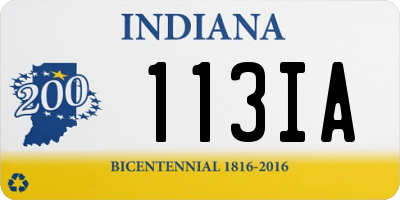 IN license plate 113IA
