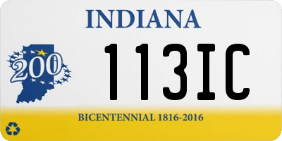 IN license plate 113IC