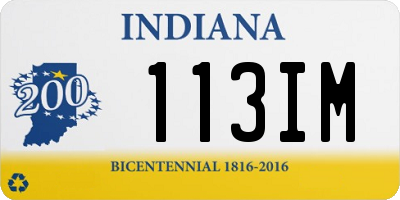 IN license plate 113IM