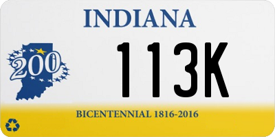 IN license plate 113K