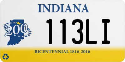 IN license plate 113LI