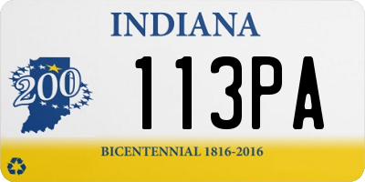 IN license plate 113PA