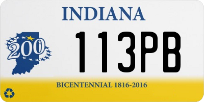 IN license plate 113PB
