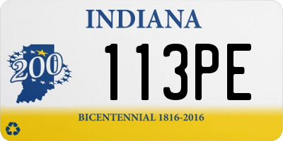 IN license plate 113PE