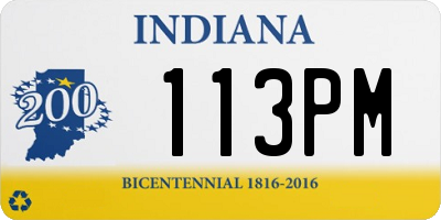 IN license plate 113PM