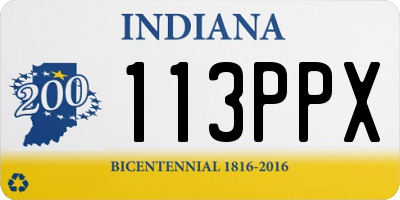 IN license plate 113PPX