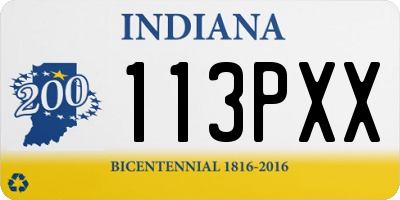 IN license plate 113PXX