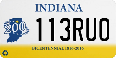 IN license plate 113RUO
