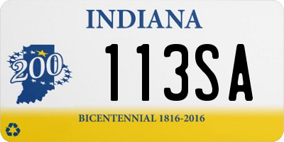 IN license plate 113SA