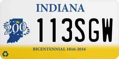 IN license plate 113SGW