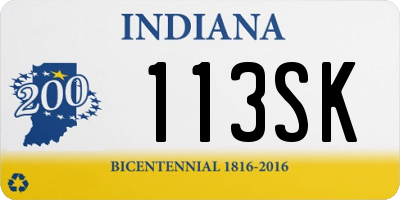 IN license plate 113SK