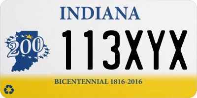 IN license plate 113XYX