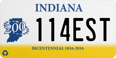 IN license plate 114EST