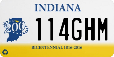 IN license plate 114GHM