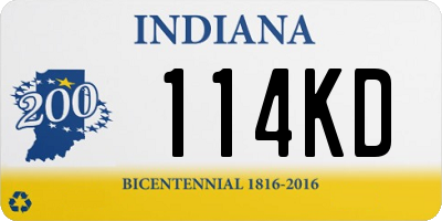 IN license plate 114KD