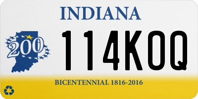 IN license plate 114KOQ