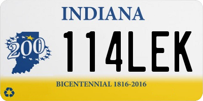 IN license plate 114LEK
