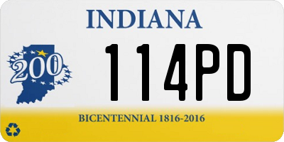 IN license plate 114PD