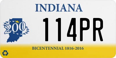 IN license plate 114PR